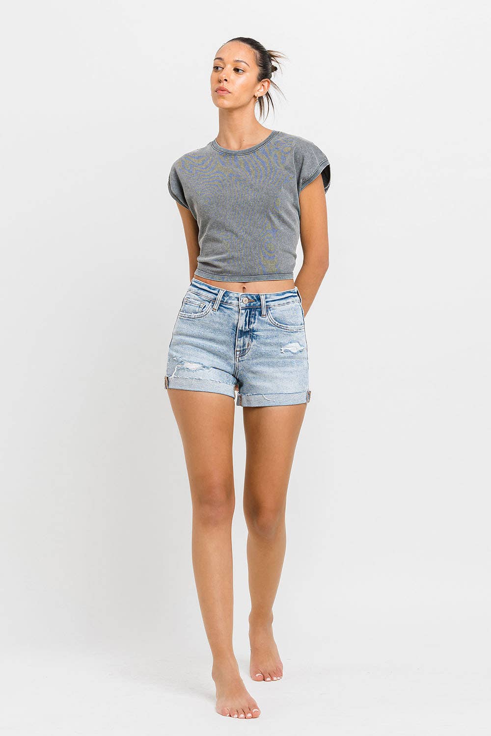 Vervet High Rise Denim Short : Rebecca