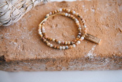 Cecelia Designs Jewelry - Genuine Gemstone and Gold Double Wrap Bracelet