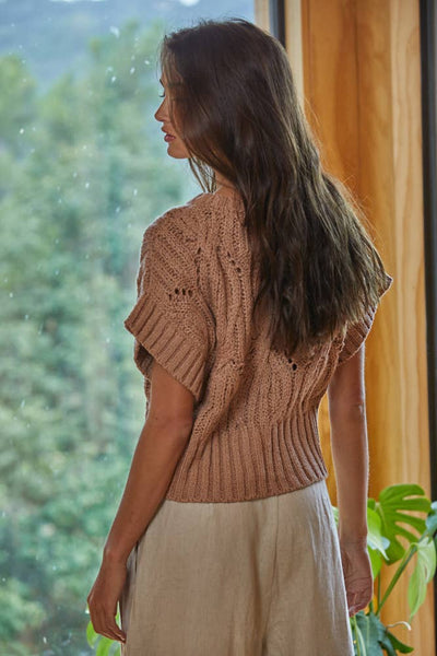 CALI CROCHET TOP: Medium / Brown