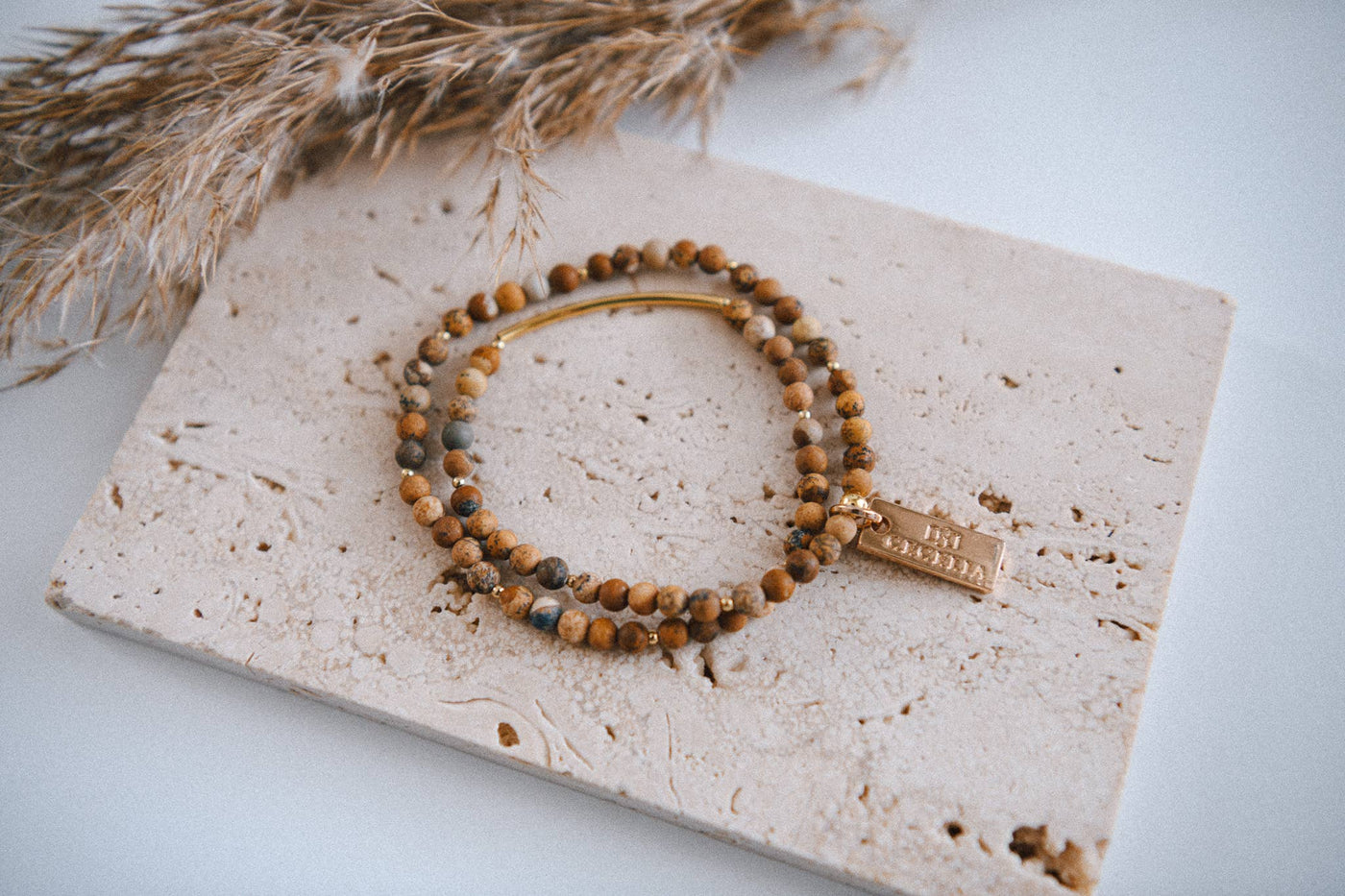 Cecelia Designs Jewelry - Genuine Gemstone and Gold Double Wrap Bracelet