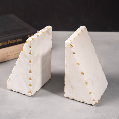 India Handicrafts Inc - Gold Border Triangle Bookends