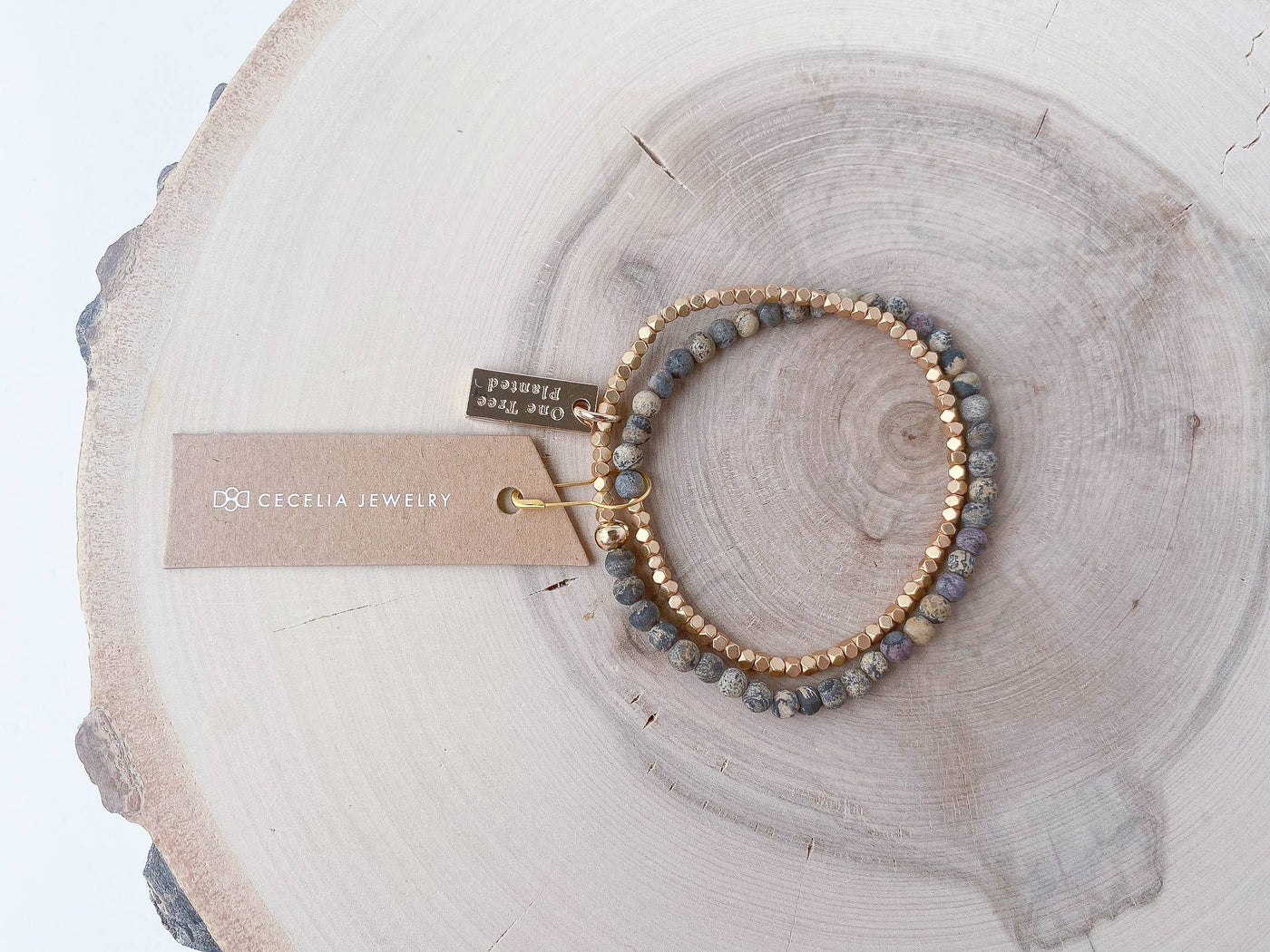 Cecelia Designs Jewelry - Gemstone Wrap Bracelet with Faceted Gold Beads