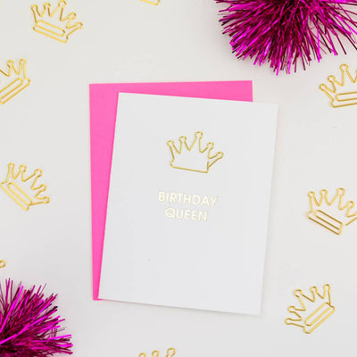Chez Gagné - Birthday Queen - Crown Paper Clip Letterpress Card
