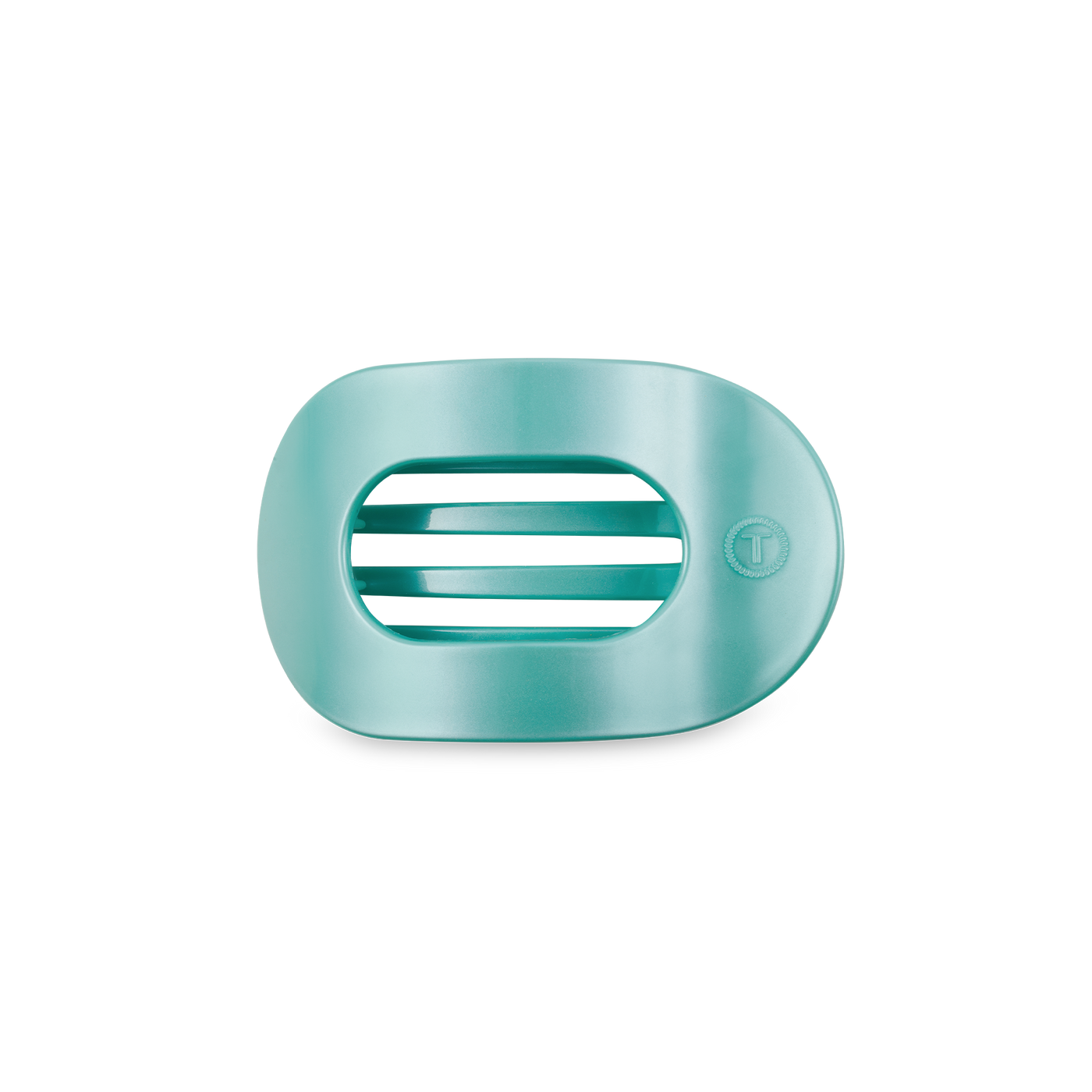 TELETIES - Round Flat Hair Clip | Small | Totally Turquoise