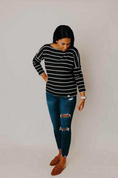 BYTAVI - Jet Stripe Boxy Sweater: M