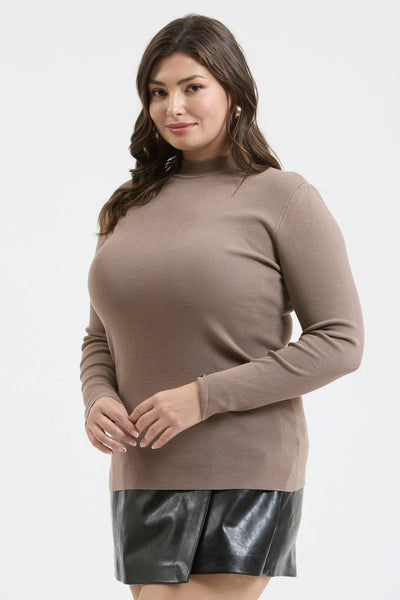 The Workshop Studio - PLUS MOCK NECK LONG SLEEVE SWEATER KNIT TOP