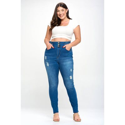 Blue Turtle - Stacked To The Max High Waist Plus Skinny Jeans Light Blue