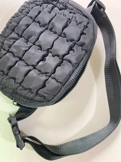 Kaydee Black Puff Quilted Crossbody Bag - Mint Blue