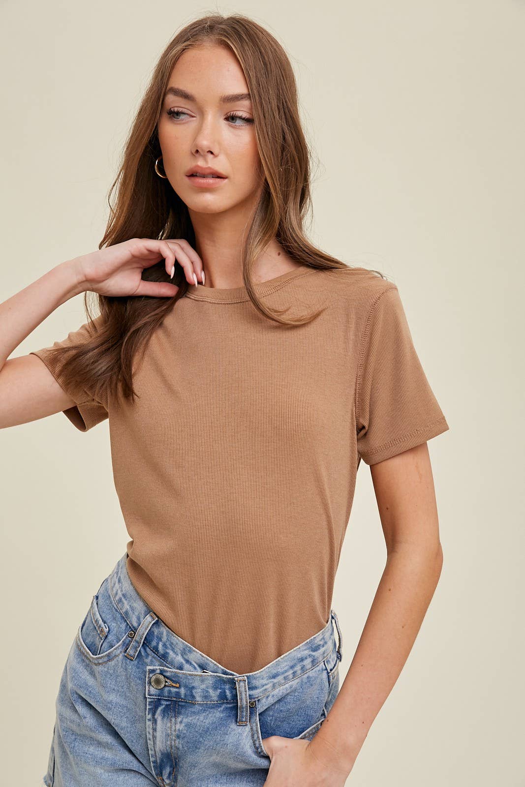 Jolie Short Sleeve Ribbed Top