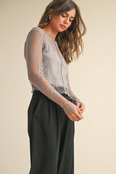 Zinnie Gray Lace Top
