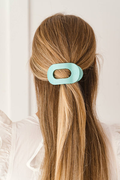 TELETIES - Round Flat Hair Clip | Small | Totally Turquoise