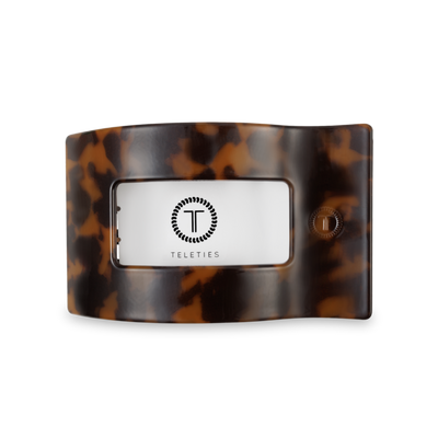 TELETIES - Flat Rectangle Hair Clip | Medium | Tortoise