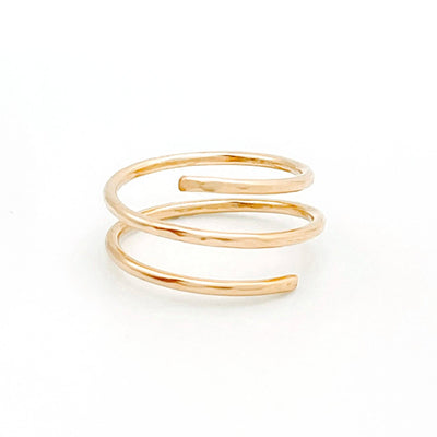 Hammered Wrap Ring - Waterproof, Hypoallergenic: Gold / 7