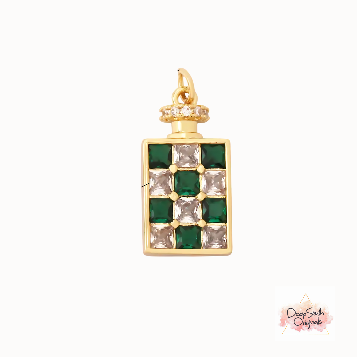 Emerald Perfume Bottle Charm ~ Gold-Filled