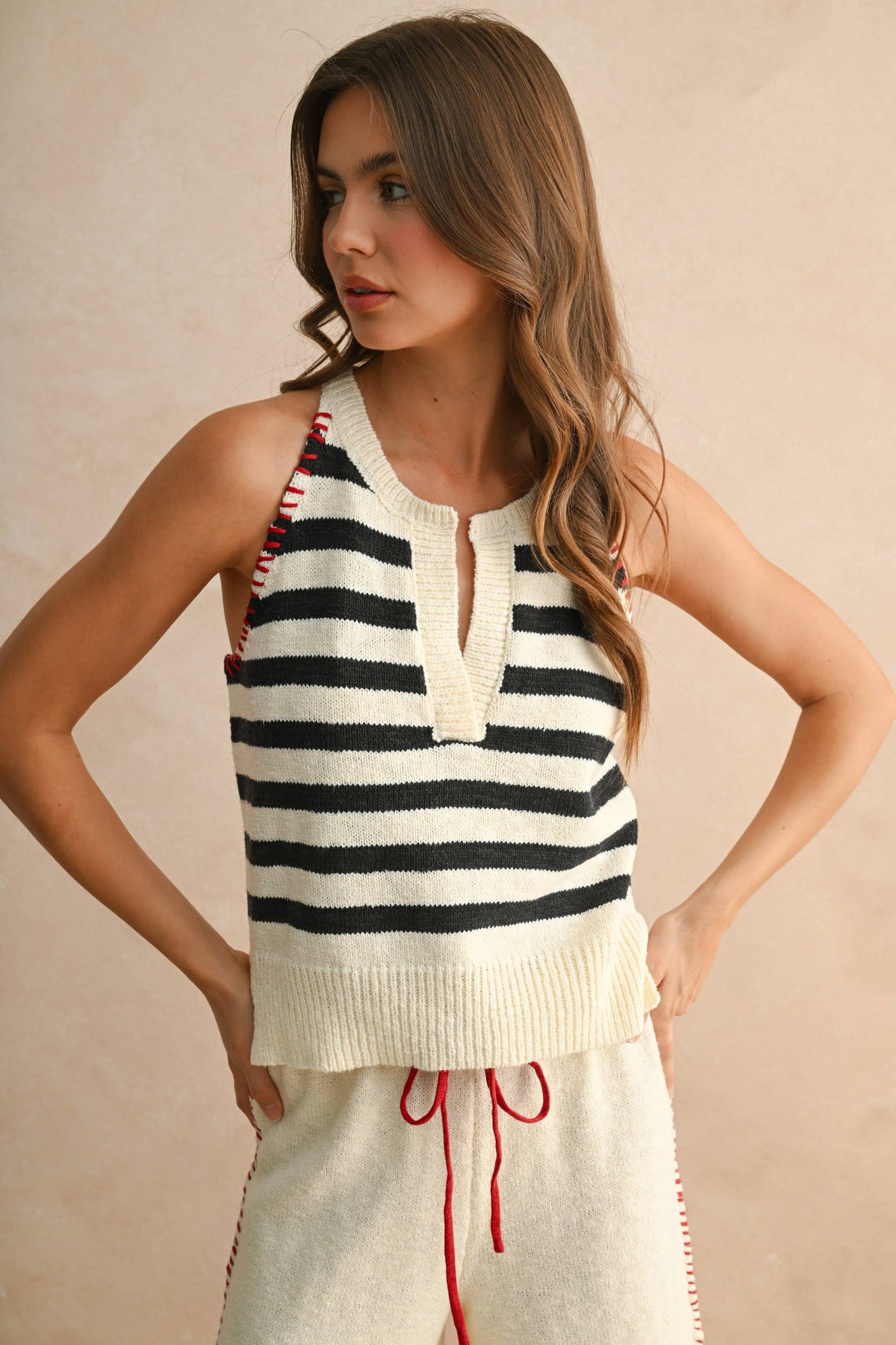 Arianna Striped Sleeveless Top