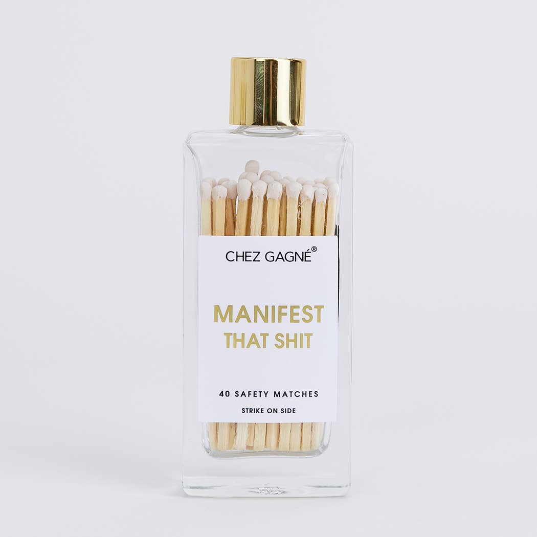 Chez Gagné - Manifest That Shit - Glass Bottle Matches - White