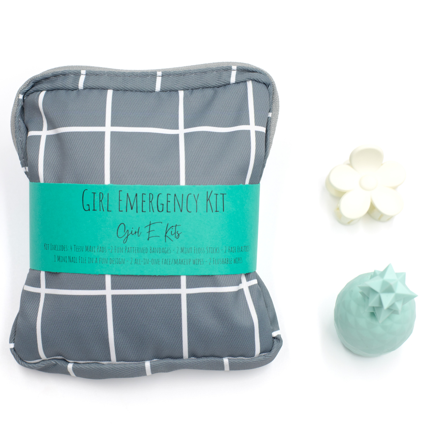 First Period Kit For Girls - Grey Plaid