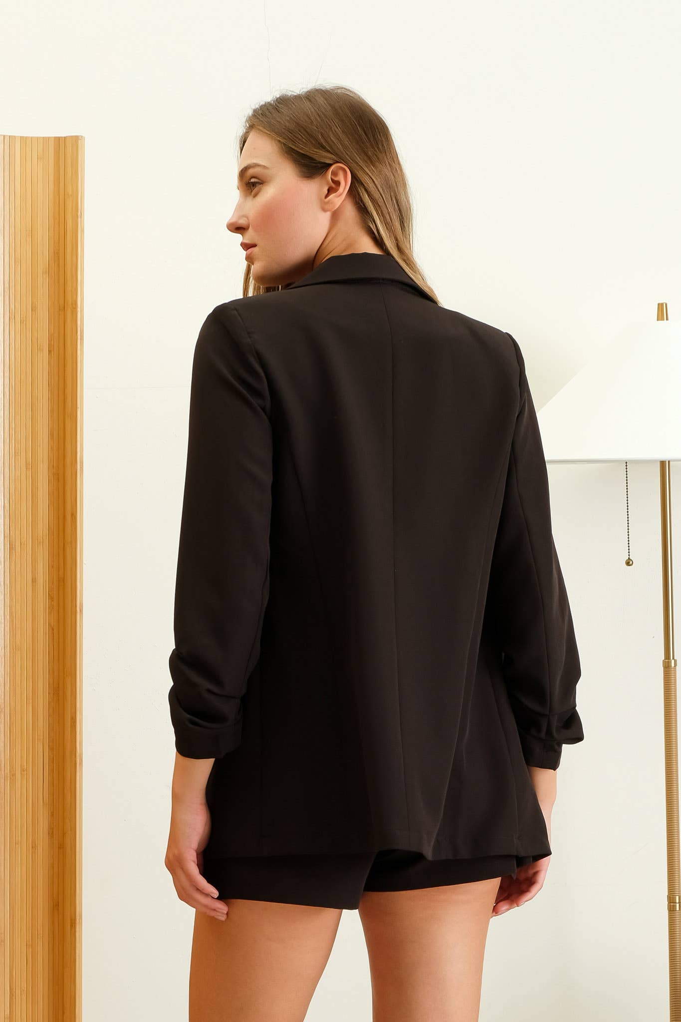 The Workshop Studio - 3/4 RUCHED SLEEVE BLAZER