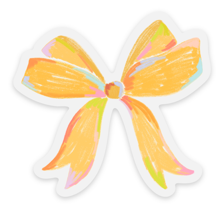 Elyse Breanne Design - Clear Yellow Bow Sticker, 2.4x2.26in.