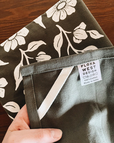 Flora West - Organic Cotton Tea Towel : Olive