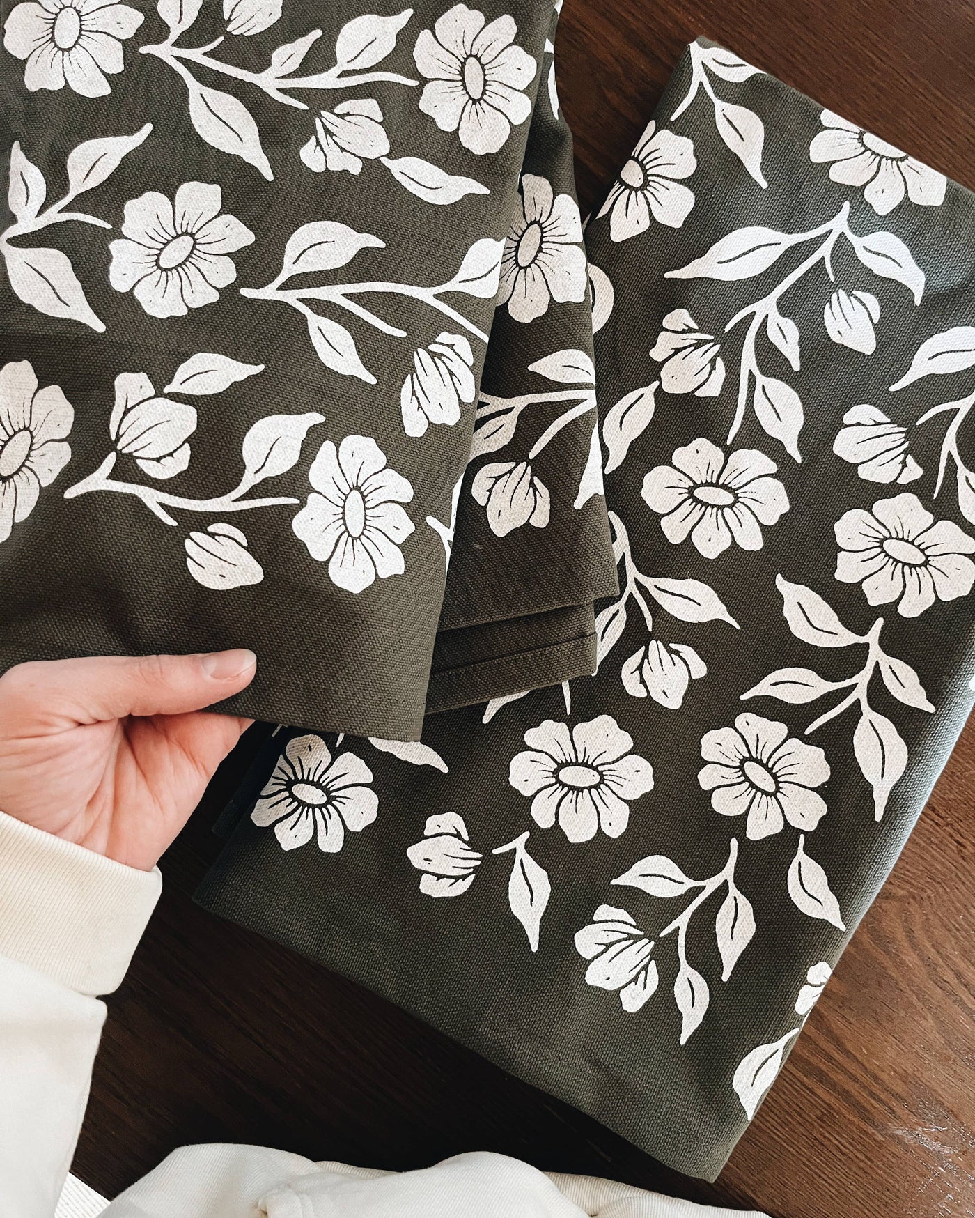 Flora West - Organic Cotton Tea Towel : Olive