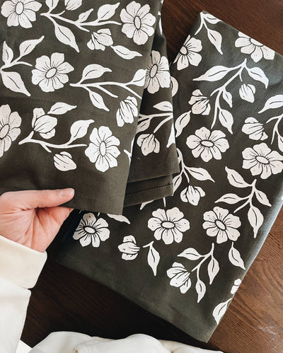 Flora West - Organic Cotton Tea Towel : Olive