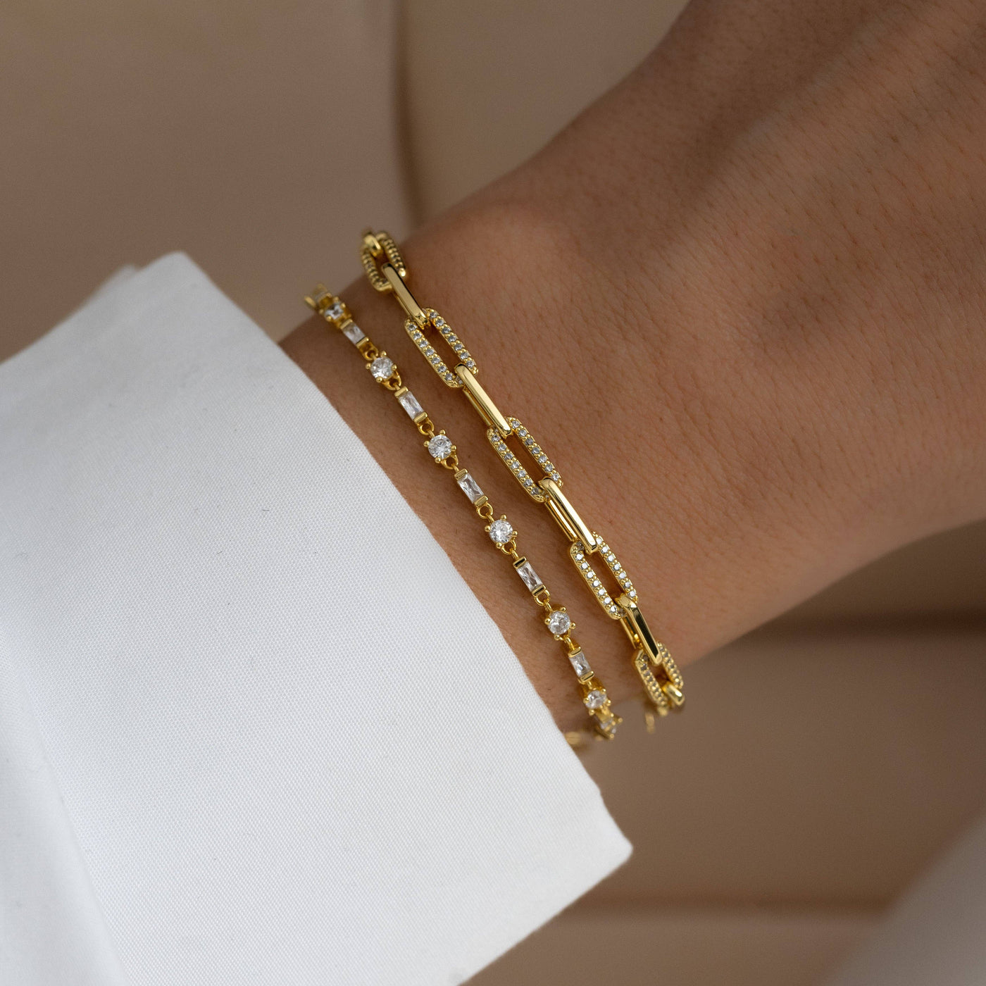 Sami Jewels - Diamond Paperclip Bracelet: 6.25" + .5" Ext / Gold