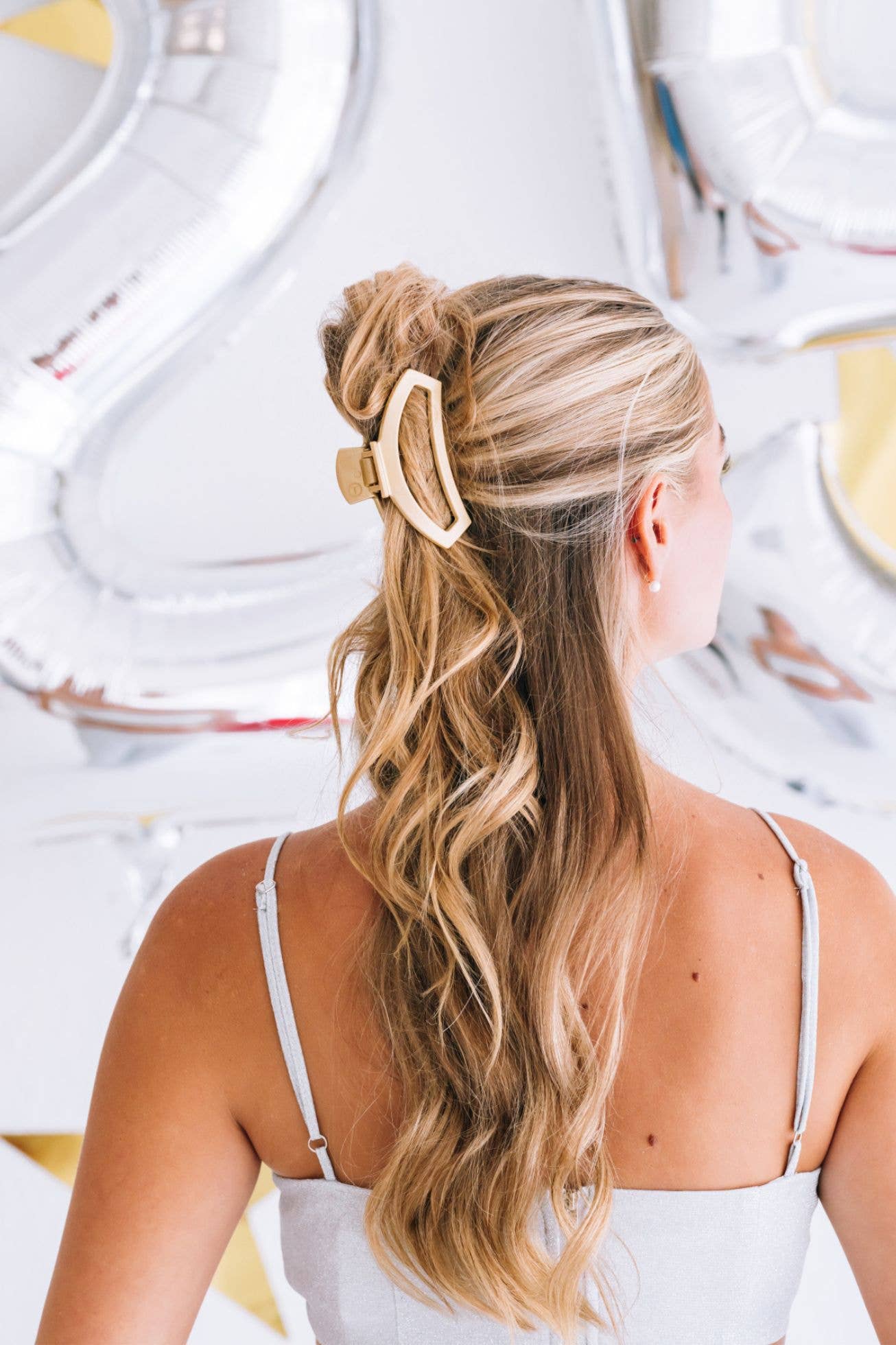 TELETIES - Open Hair Clip | Medium | Champagne Toast