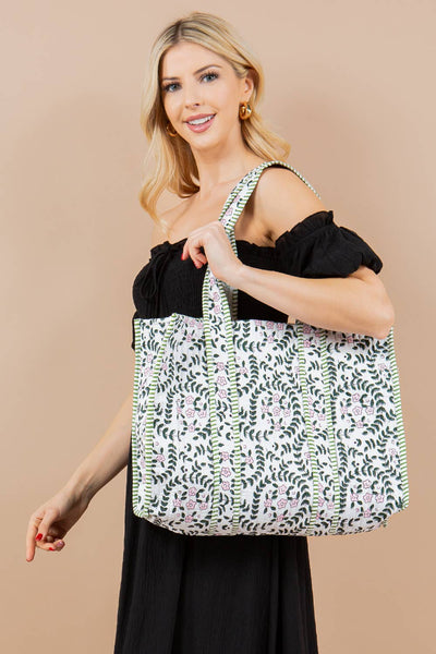 Petal Trail Quilted Tote Bag