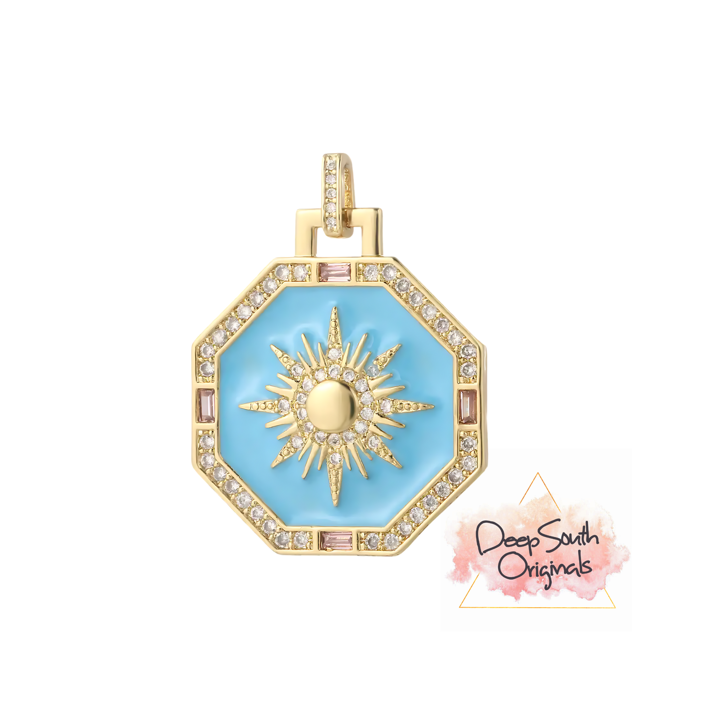 Turquoise Starburst Hexagon Charm