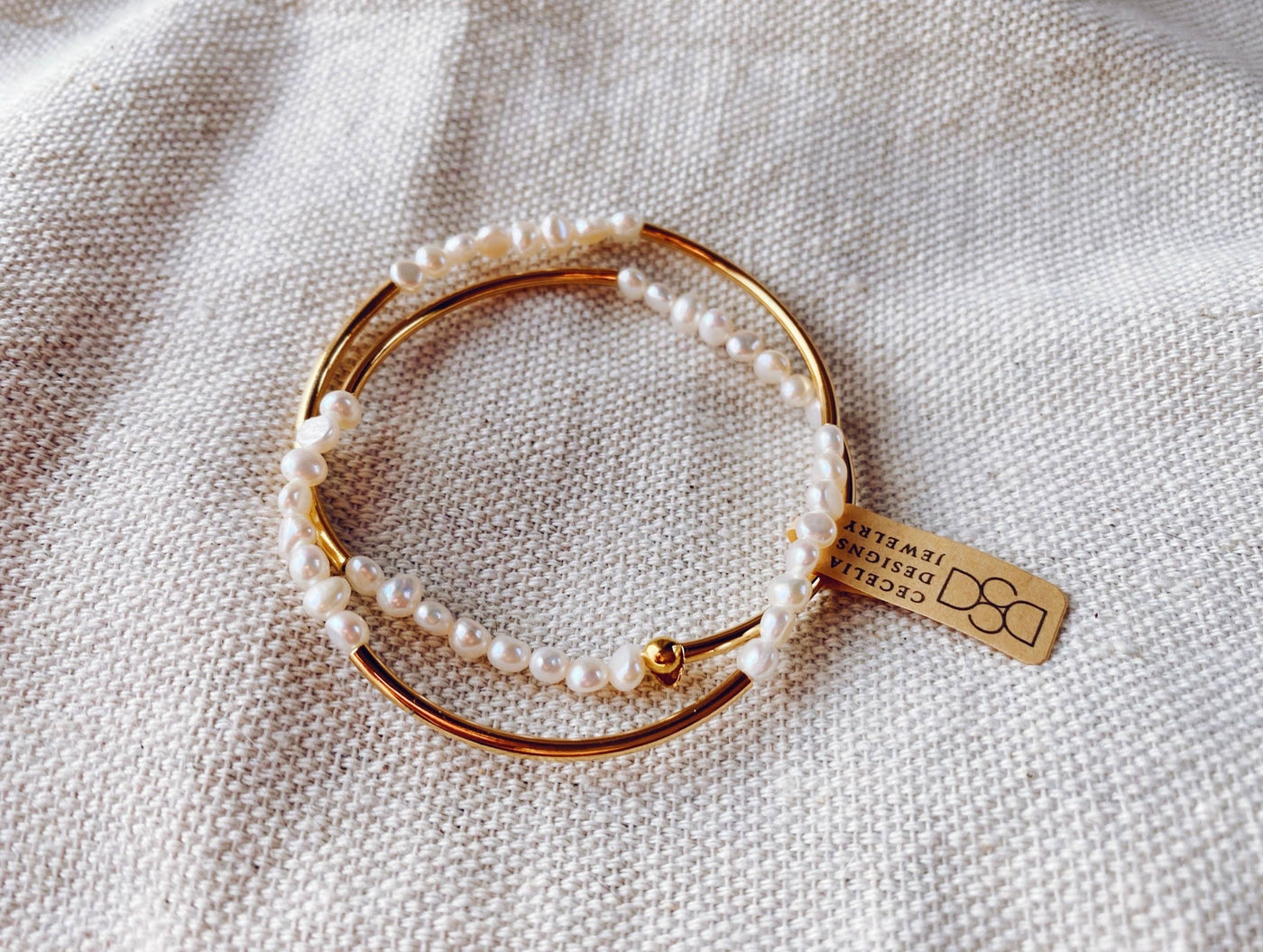 Cecelia Designs Jewelry - Pearl or Gold Beaded Double Wrap Bracelet