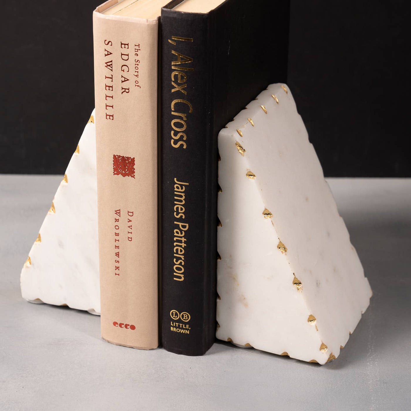 India Handicrafts Inc - Gold Border Triangle Bookends