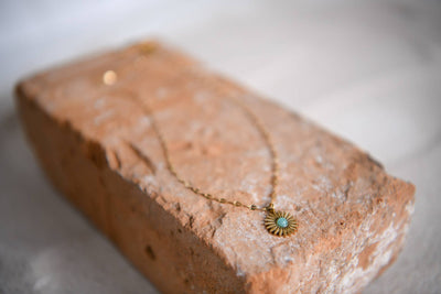 Water Resistant Necklace Collection: Half Sunburst Chain Necklace