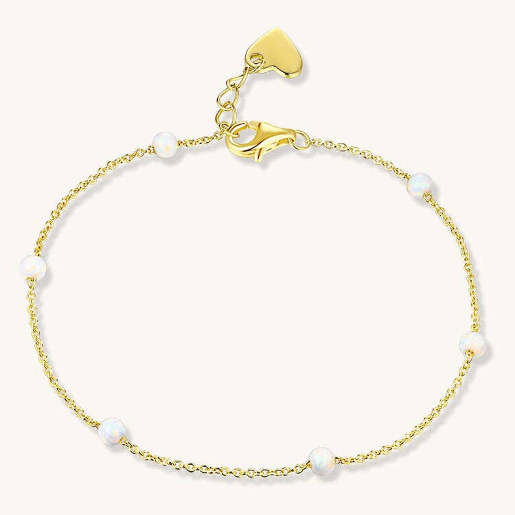 Sami Jewels - Opal Beaded Bracelet: Gold / 6.25" + 0.5" ext. / White Opal