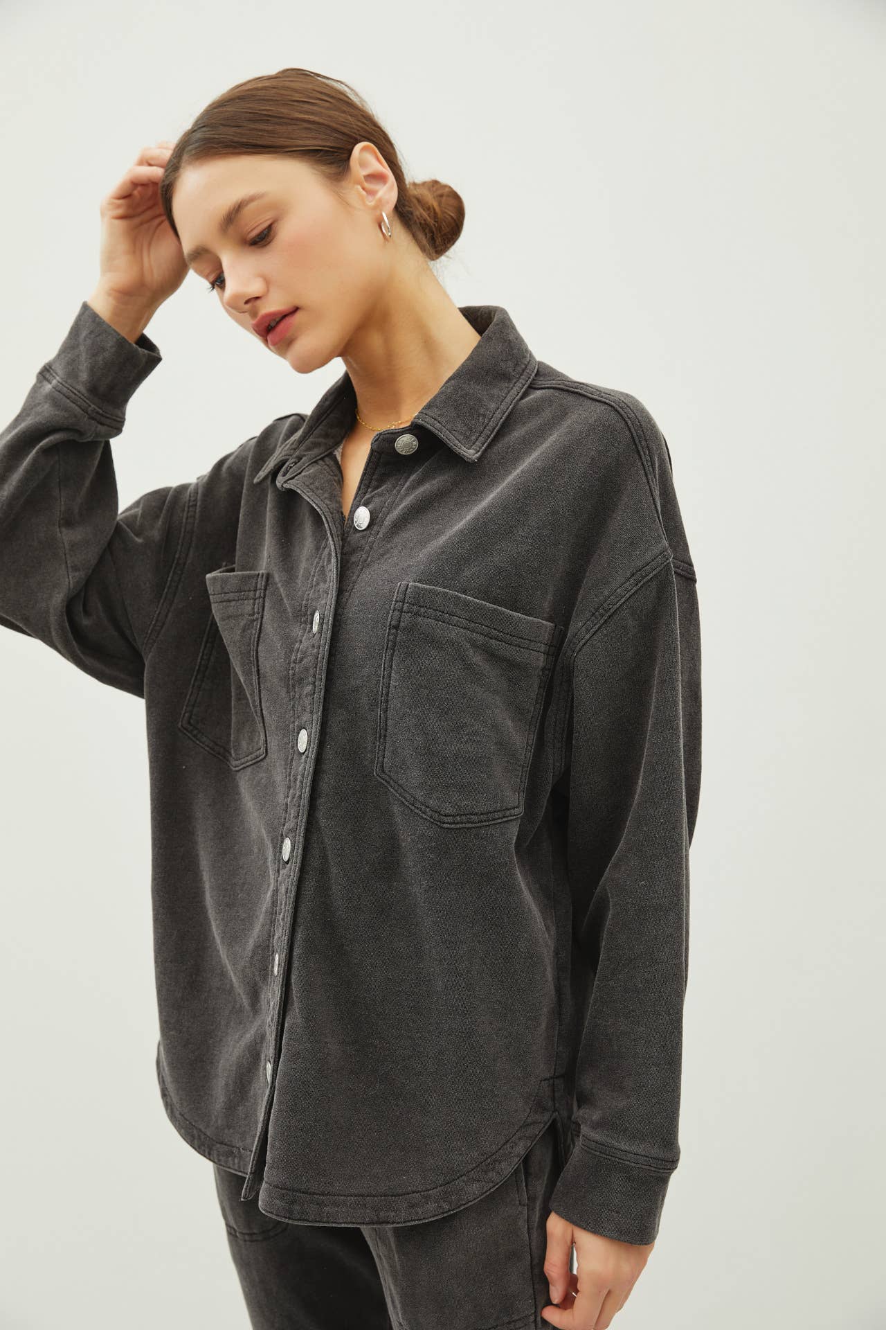 Be Cool - DENIM WASH OVERSIZED SHACKET: Denim Wash / ML