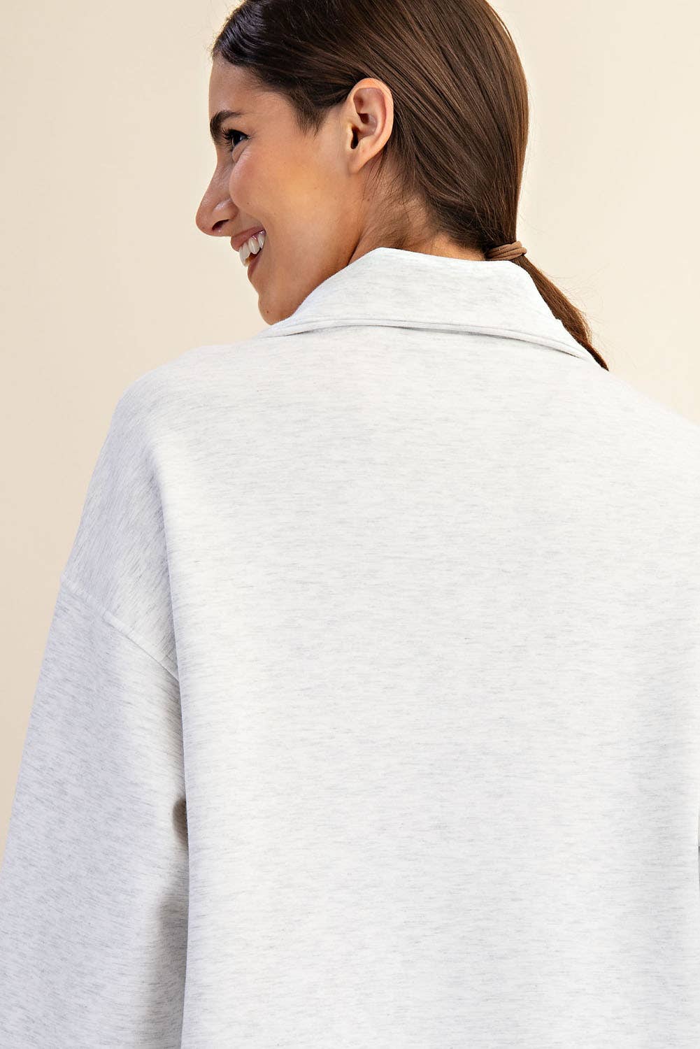Rae Mode - MODAL SCUBA QUARTER ZIP FUNNEL NECK PULLOVER: Mocha / S-M-L(2-2-2)