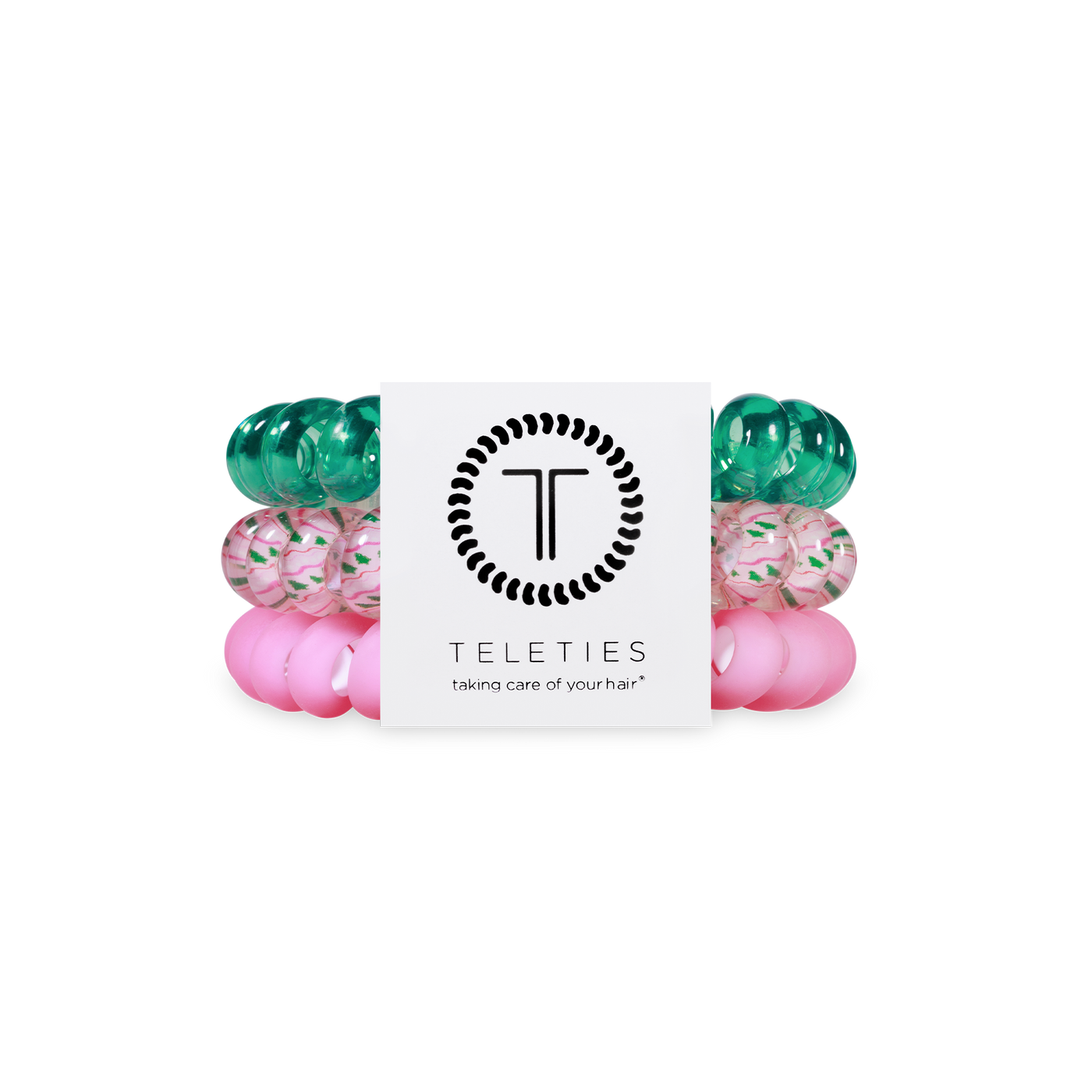 TELETIES - Spiral Hair Coils | Large | Merry Pinkmas Hair Ties