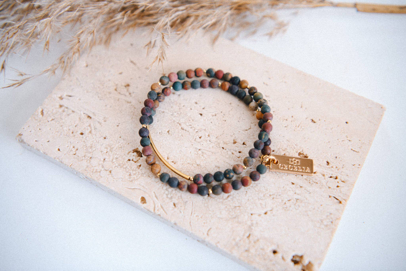 Cecelia Designs Jewelry - Genuine Gemstone and Gold Double Wrap Bracelet
