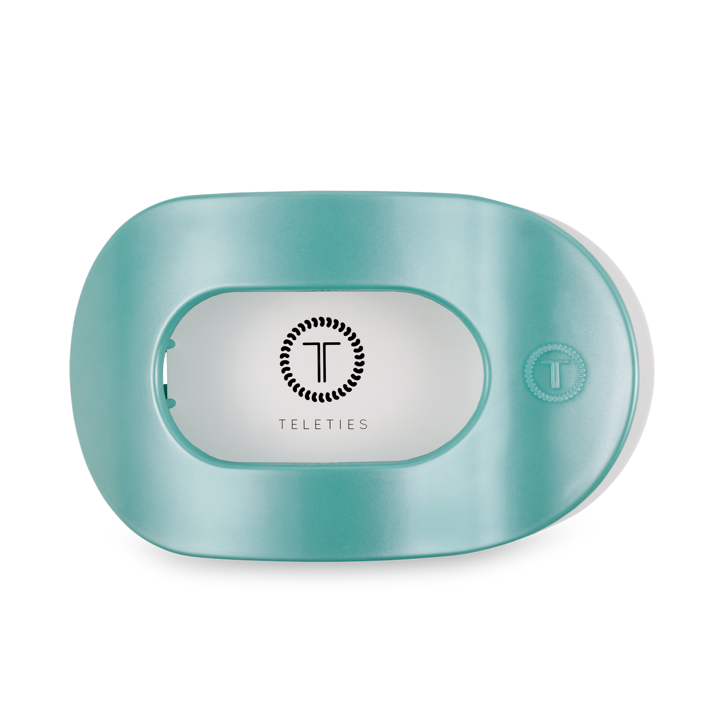 TELETIES - Round Flat Hair Clip | Large | Totally Turquoise