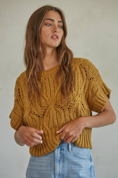 CALI CROCHET TOP: Medium / Brown