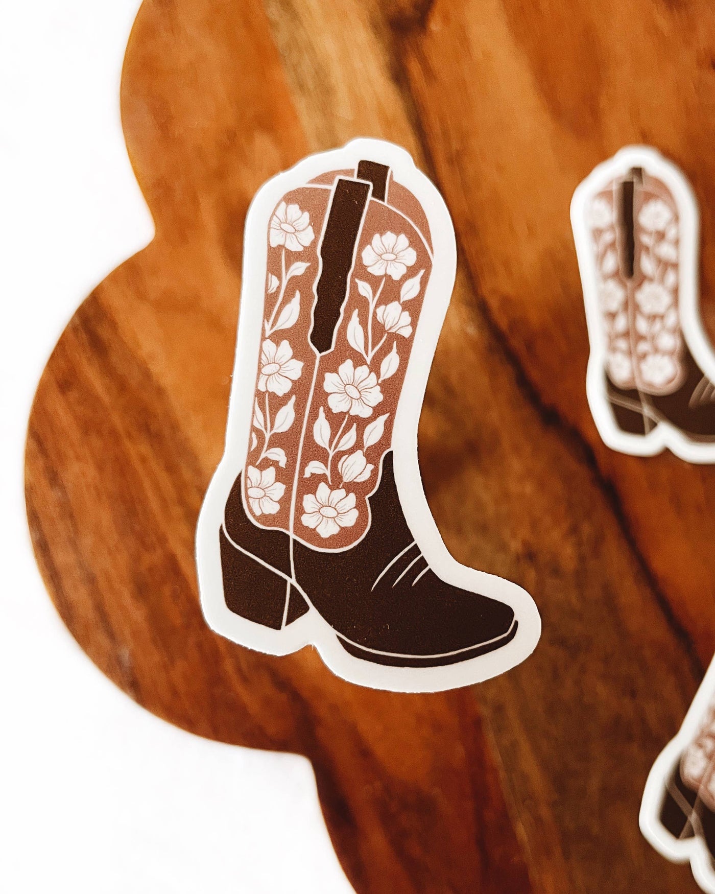 Flora West Design - Floral Cowboy Boot Vinyl Sticker Western Style