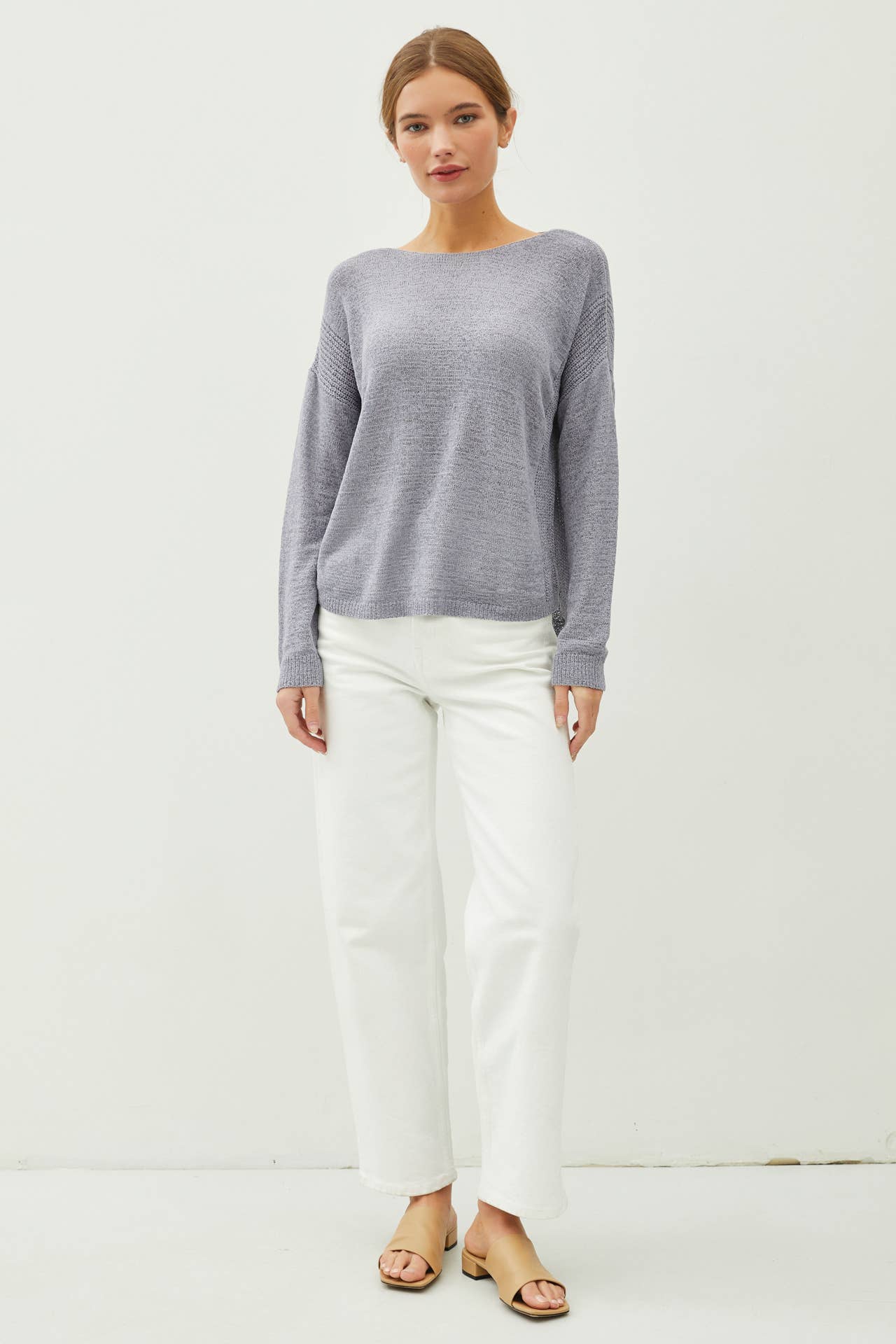 Be Cool - LIGHTWEIGHT DROP SHOULDER PULLOVER RIB KNIT: Camel / M