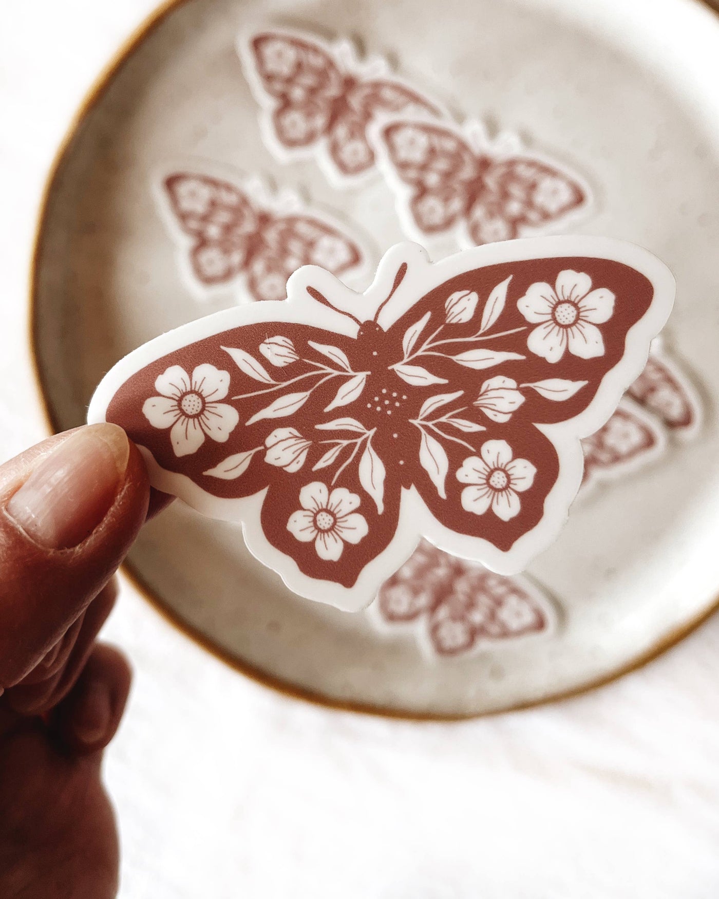 Flora West Design - Floral Butterfly Vinyl Sticker Rose