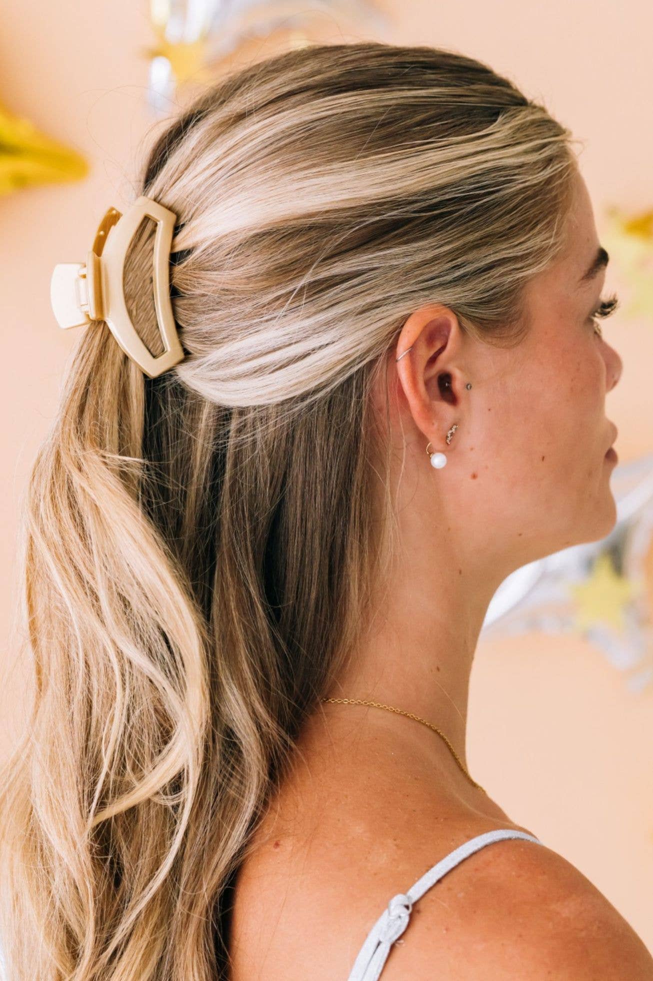 TELETIES - Open Hair Clip | Small | Champagne Toast