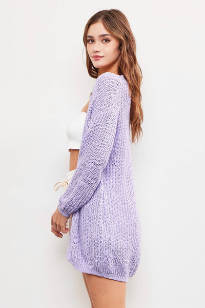 SMALL Mustard Seed - OPEN KNIT CARDIGAN: LAVENDER /