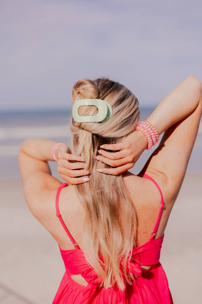TELETIES - Round Flat Hair Clip | Med. | Aloe, There!