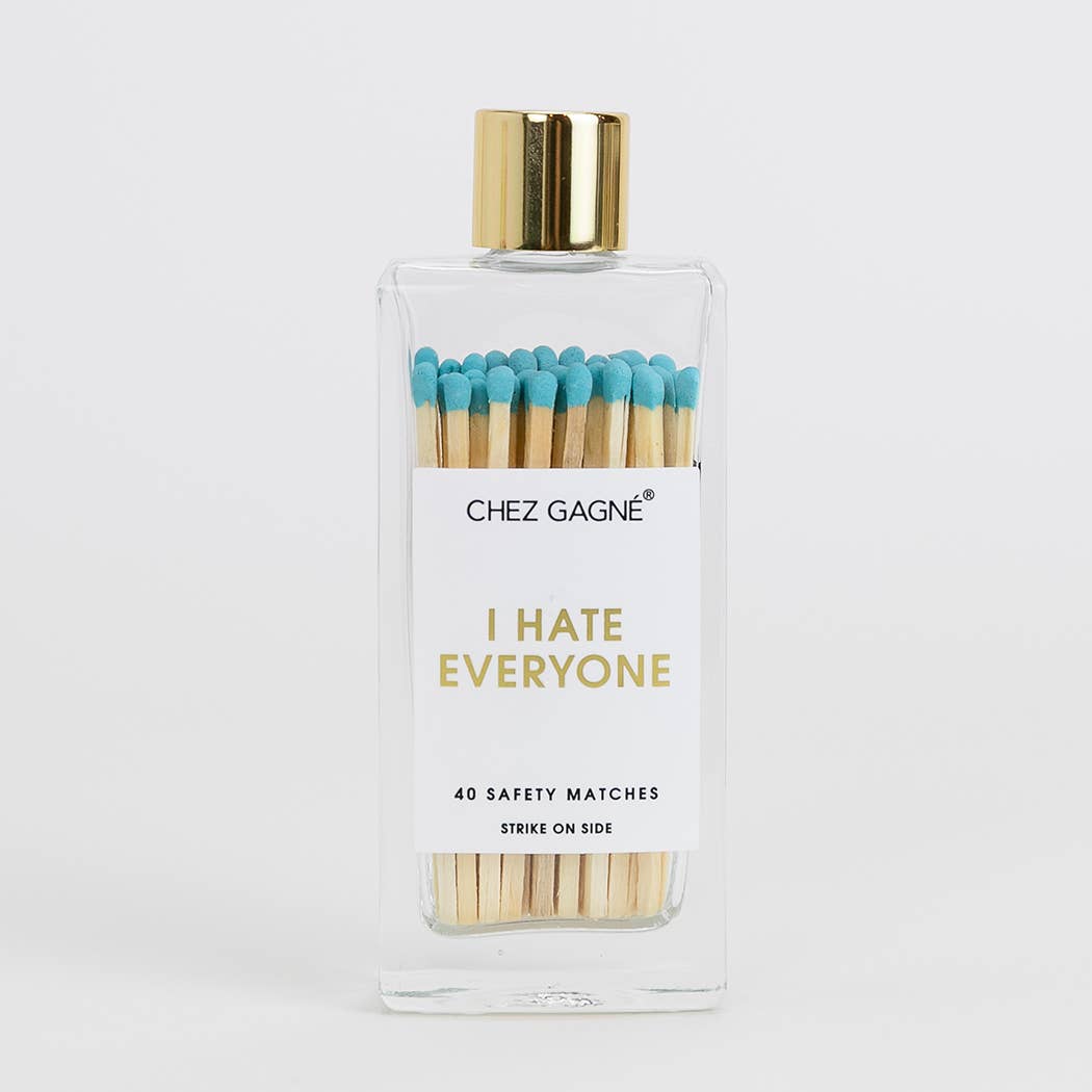 Chez Gagné - I Hate Everyone - Glass Bottle Matches - Teal