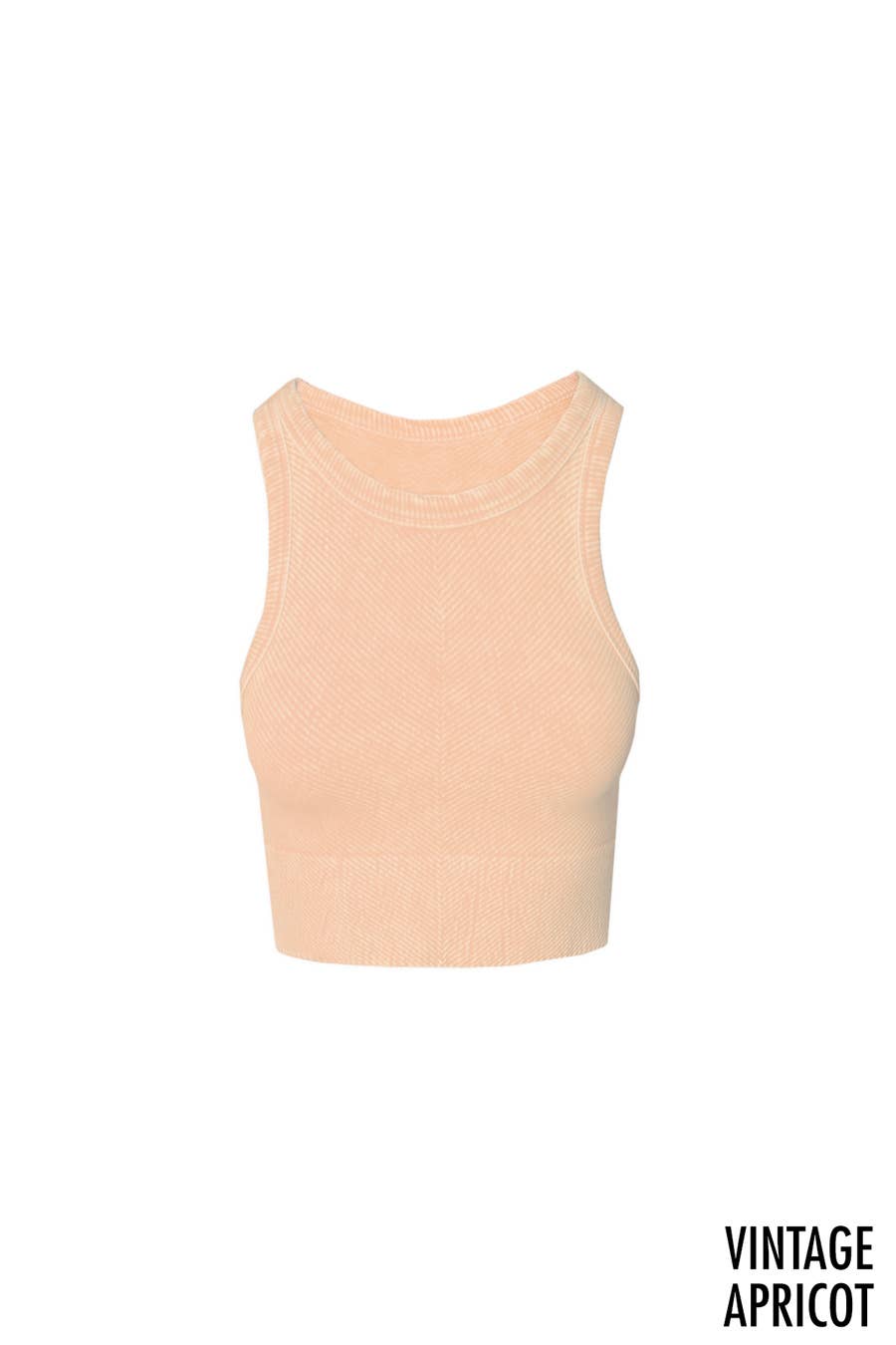 NIKIBIKI - NS8017 - Vintage Chevron Highneck Crop Top: Vintage Apricot