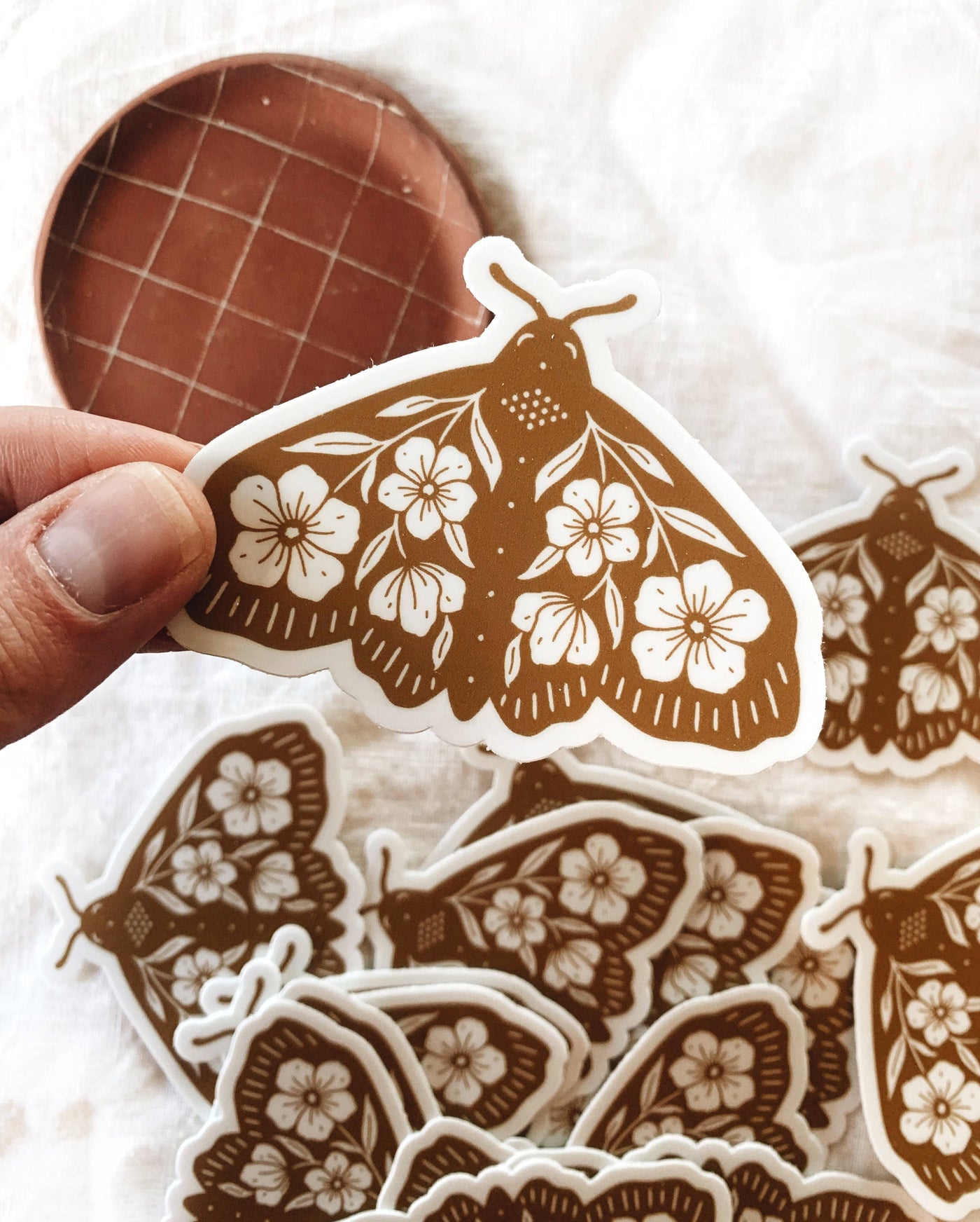 Flora West Design - Floral Moth Vinyl Sticker