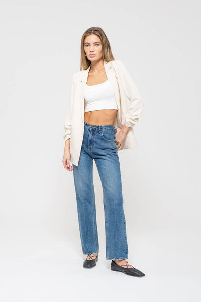 The Workshop Studio - 3/4 RUCHED SLEEVE BLAZER
